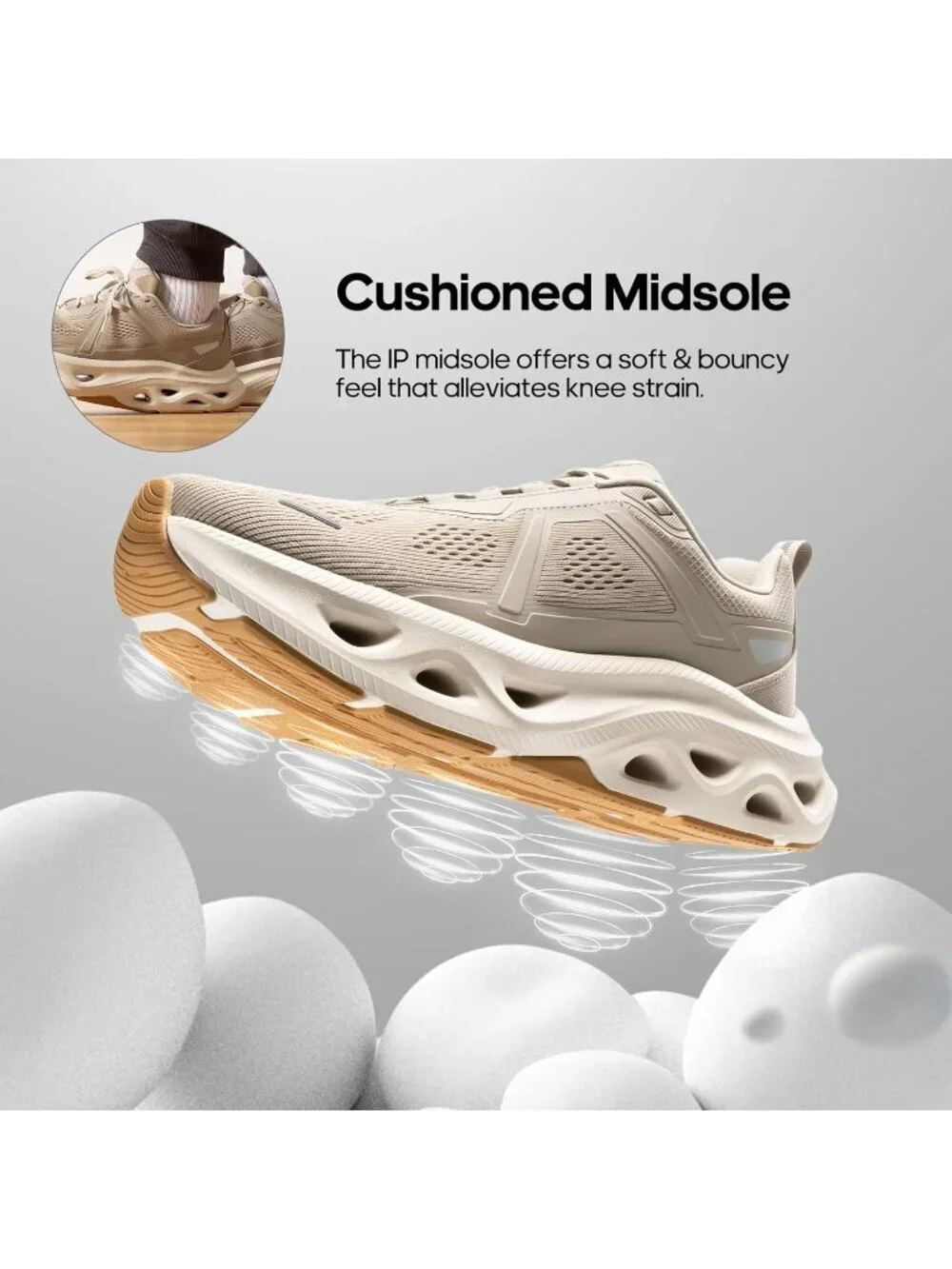 Men's Apricot Comfortable Shoes MovePropel Athletic Breathable Tennis Sneakers
